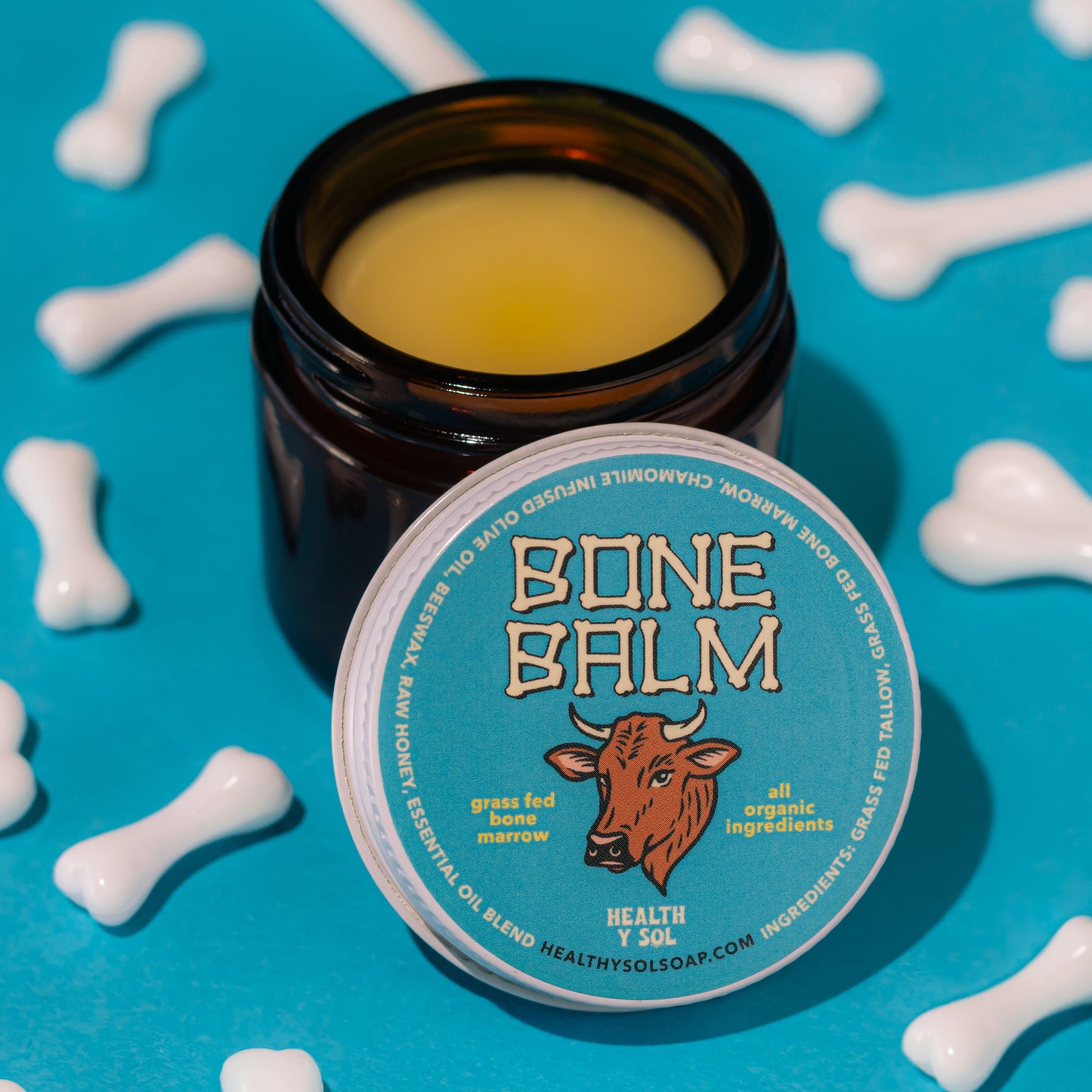 Bone balm with the lid off