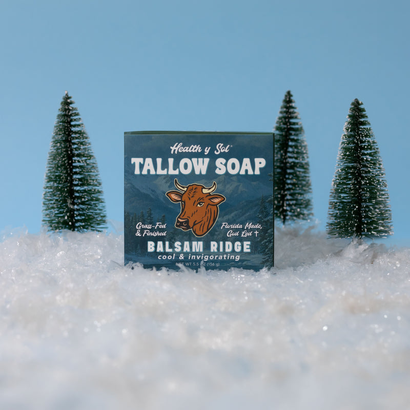 bar soap with snowy ground and trees