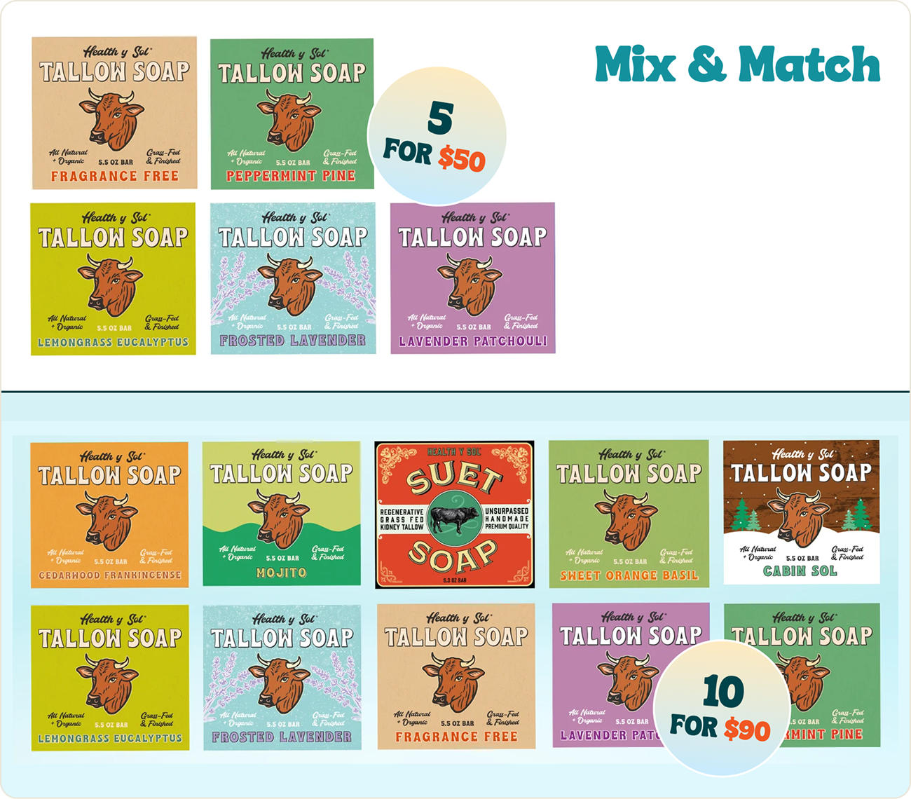 Mix and match tallow soap bundle